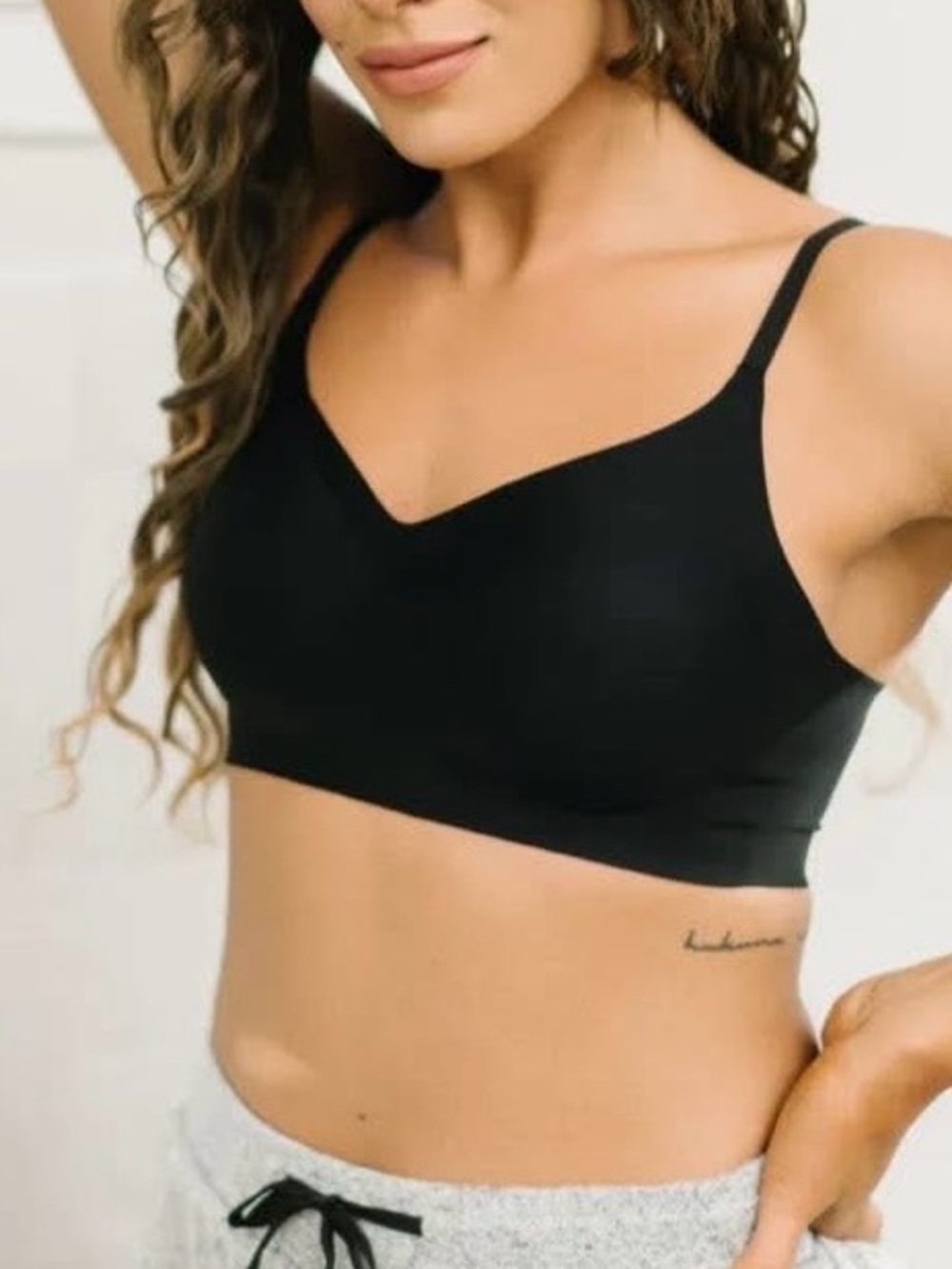 Seamless Black Stretch Bralette - Women's Comfort Crop